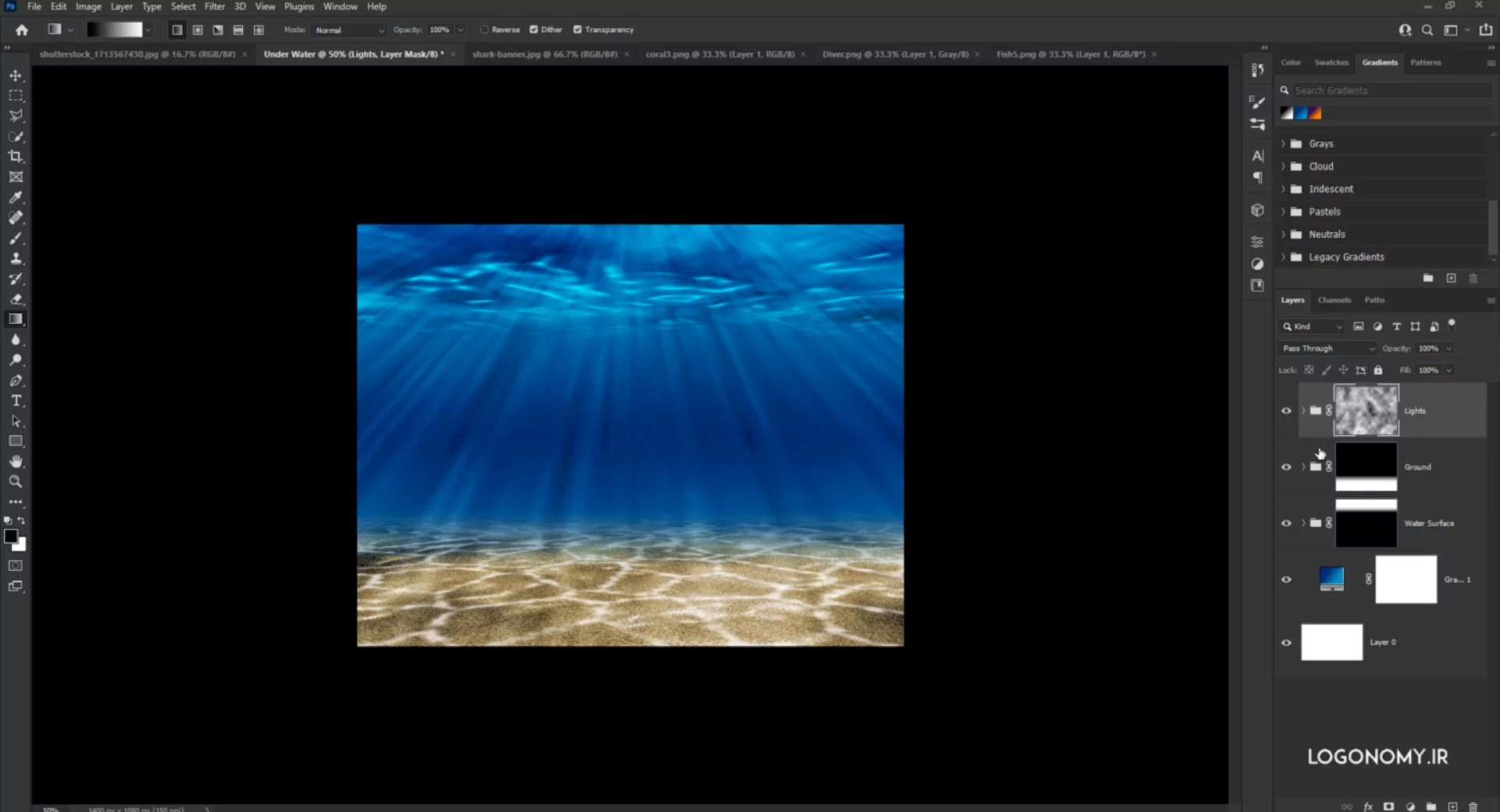 آموزش طراحی والپیپر زیر آب با نرم افزار فتوشاپ (Photoshop)